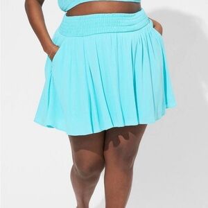 TORRID Blue Gauze Smocked Waist Mini Skirt Beach Coverup Plus Size 3X